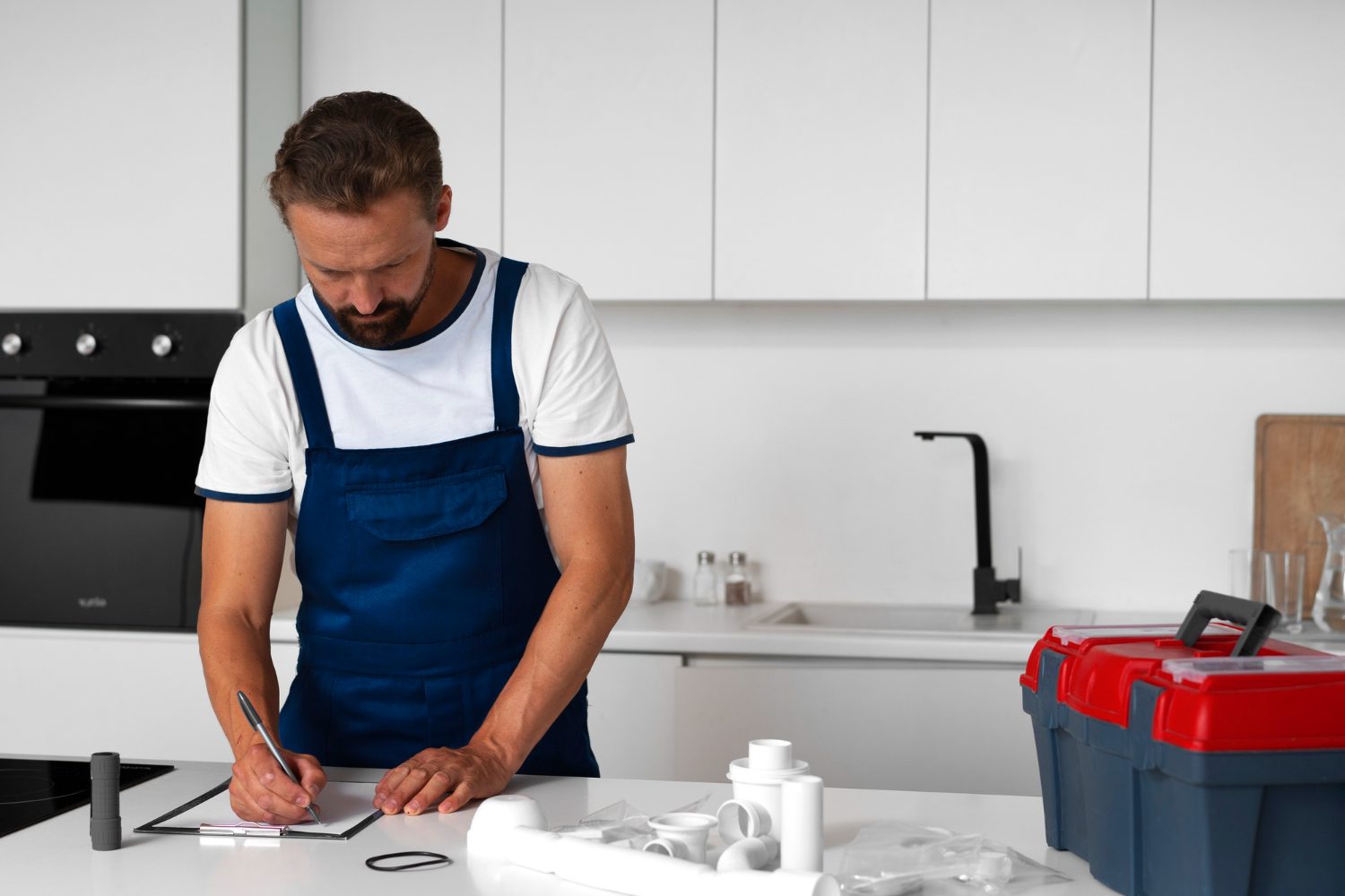 Plumbing professional doing his job<br />
